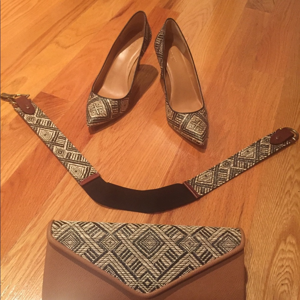 J Crew Black and Cream Rafia Pumps size 9.5 - Picture 7 of 8